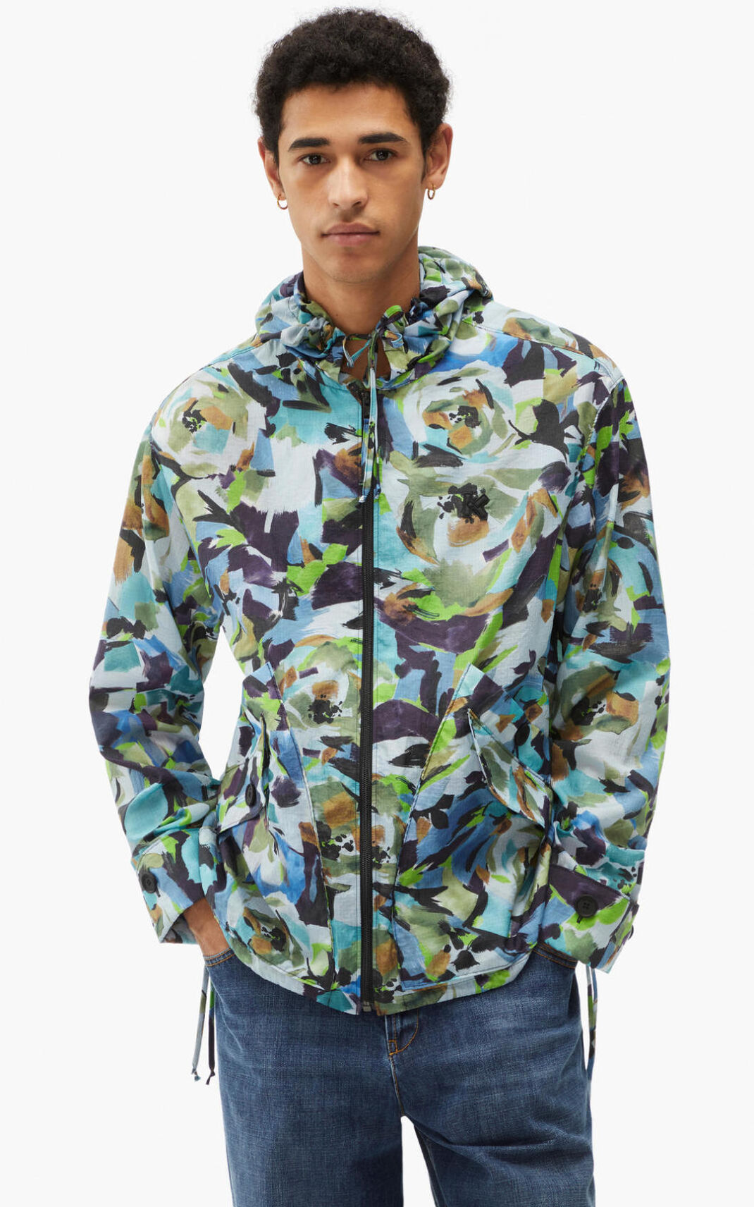 Kenzo Archive Floral with hood Moška Jakne Modra SI-5382050